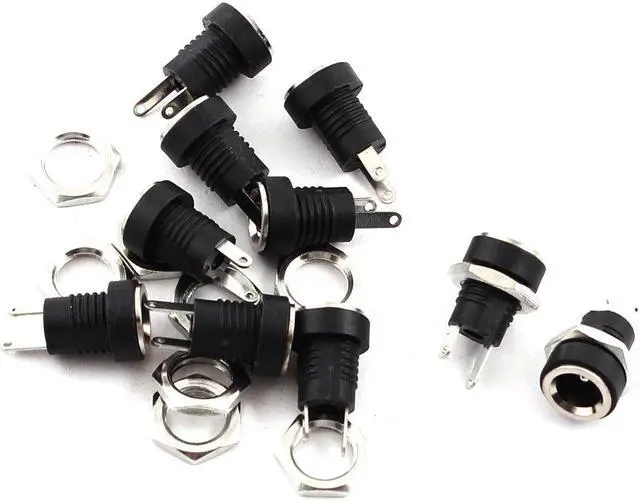 Main image of 10pcs Vertical Panel Mount 2.1x5.5mm 2Pins DC Power Jacks Connectors Socket