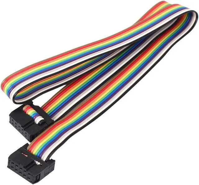 Alt view image 3 of 4 - 50cm 10 Pin 10 Way F/F Connector IDC Flat Rainbow Color Ribbon Cable 2pcs