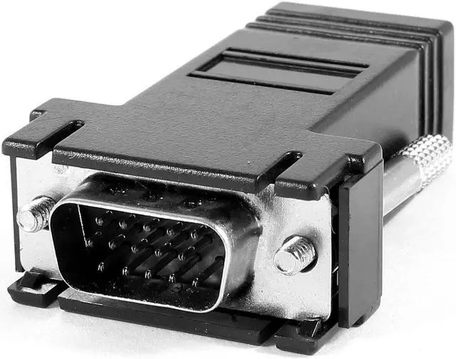 Main image of Unique Bargains Black VGA DB15 Male to RJ45 Female M/F Coupler Connector Repair Parts
