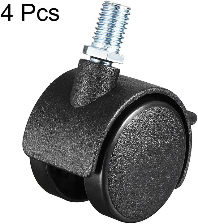 Alt view image 2 of 4 - Swivel Casters 1.5 Inch Nylon M8 x 13mm Threaded Caster Wheels with Brake 4 Pcs