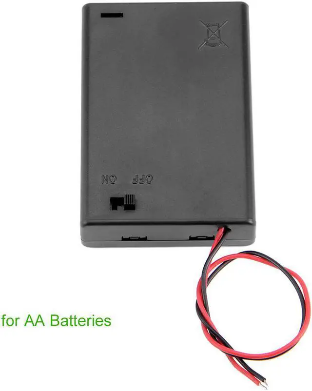 Alt view image 2 of 7 - 2 x AAA Battery Holder Enclose Case Box Switch Wire Leads 3V Output Black