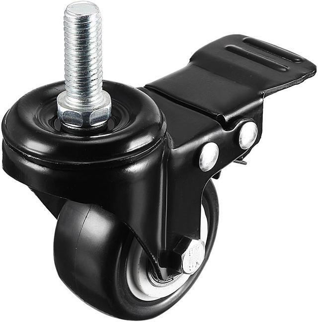 CHENTAOMAYAN Accessories 1.5 Inch Swivel Caster Wheels PU 360 Degree Threaded Stem Caster Wheel M10 x 15mm 110lb Capacity 4 Pcs 2 Pcs with Brake, 2 Pcs No Brake Home Office Chair 