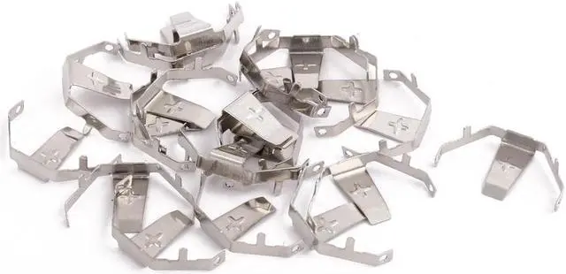 Main image of 20Pcs Silver Tone Metal CR2032 DIP Button Coin Battery Plate Battery Clip