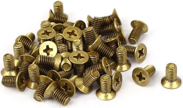 Main image of Unique Bargains M4 x 0.7mm Pitch GB819 Brass Metric Phillips Flat Head Countersunk Screws 50 Pcs