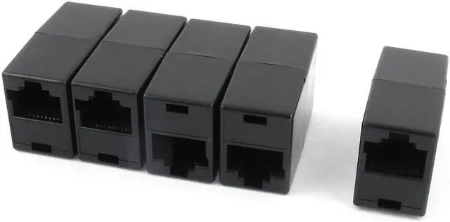 Main image of Unique Bargains 5 Pcs RJ45 CAT5 Network Cable Connector Extender Plug Coupler Joiner Black