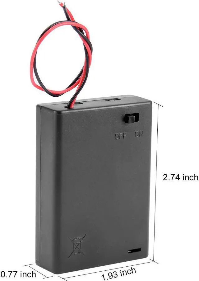 Alt view image 3 of 7 - 2 x AAA Battery Holder Enclose Case Box Switch Wire Leads 3V Output Black