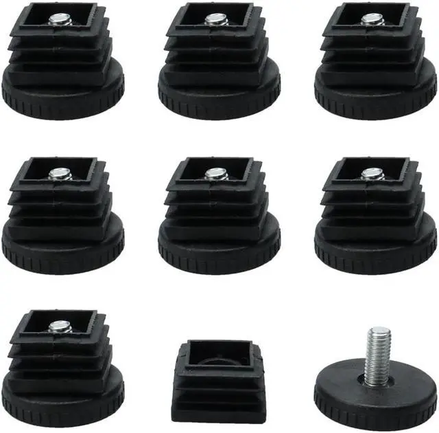 Main image of Adjustable Leveling Feet 25 x 25mm Square Tube Inserts Furniture Glide 8 Sets