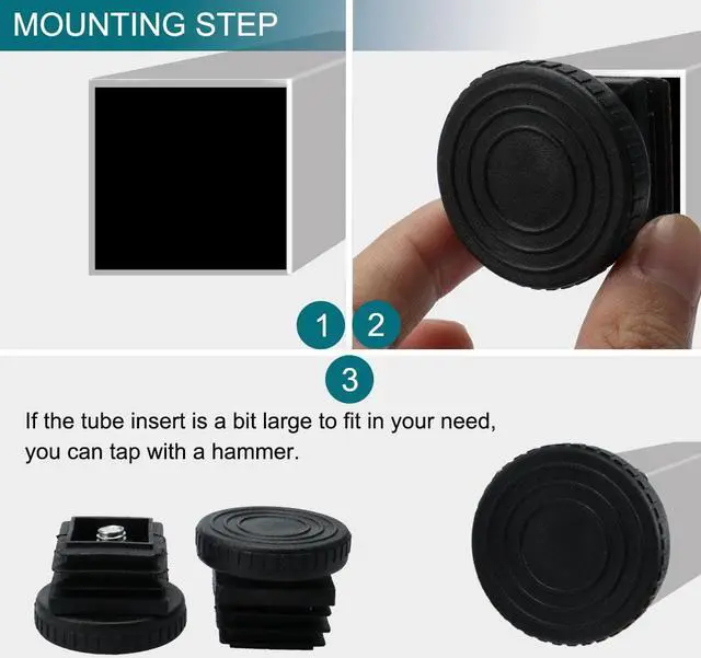 Alt view image 5 of 7 - Adjustable Leveling Feet 25 x 25mm Square Tube Inserts Furniture Glide 8 Sets