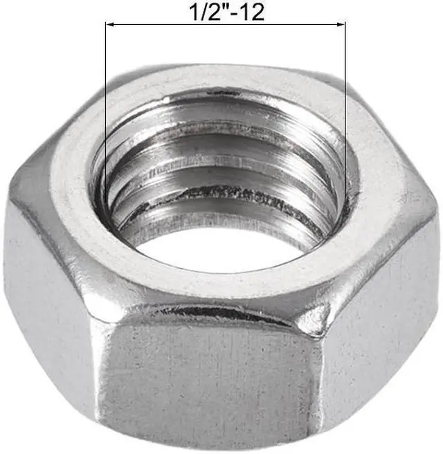 Alt view image 2 of 3 - 12pcs 1/2"-12 BSW Thread 304 Stainless Steel Hex Nut Fastener Silver Tone