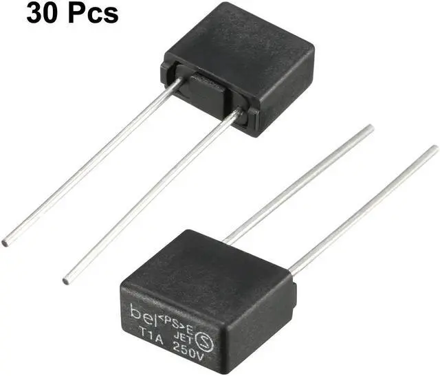 Alt view image 4 of 4 - 30Pcs DIP Mounted Miniature Square Slow Blow Micro Fuse T1A 1A 250V Black