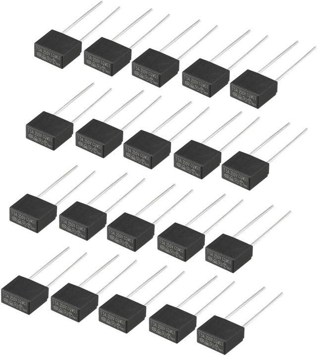 Main image of 20Pcs DIP Mounted Miniature Square Slow Blow Micro Fuse T5A 5A 250V Black