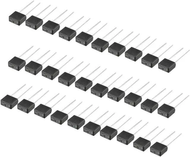 Main image of 30Pcs DIP Mounted Miniature Square Slow Blow Micro Fuse T1A 1A 250V Black
