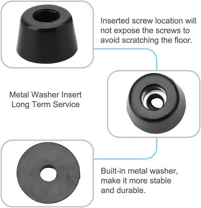Alt view image 6 of 7 - 24pcs Rubber Feet Bumper Buffer Feet Furniture Cutting Board Electronic Scale Leg Pads Anti-slip with Metal Washer, D16x14xH10mm