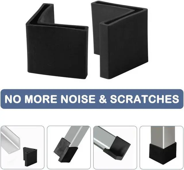 Alt view image 4 of 7 - 45 x 45mm Angle Iron Foot Pads L Shaped Plastic Furniture Desk Leg Cap End Covers Floor Protector Black 6 Pcs