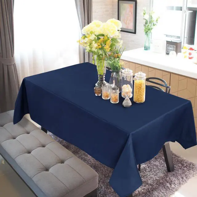 Alt view image 2 of 7 - Rectangle Tablecloth for 4 Foot Table in Washable Polyester Waterproof 55x63 Inch Navy Blue- Great for Buffet Table, Parties, Holiday Dinner, Wedding & More