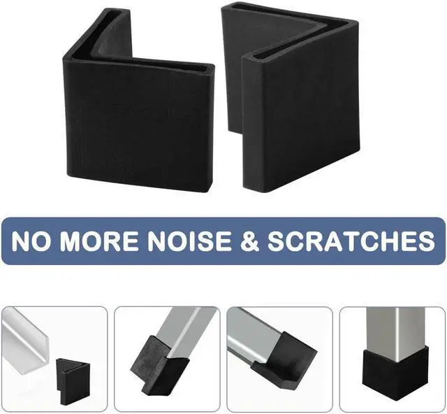 Alt view image 4 of 7 - 50 x 50mm Angle Iron Foot Pads L Shaped Plastic Furniture Desk Leg Cap End Covers Floor Protector Black 6 Pcs