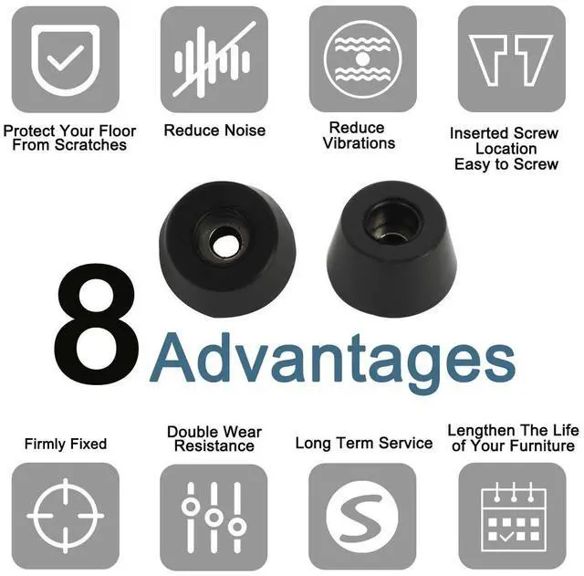 Alt view image 7 of 7 - 4pcs Rubber Feet Bumpers Buffer Feet Furniture Table Cabinet Leg Pads Anti-slip with Metal Washer D16x21xH12mm