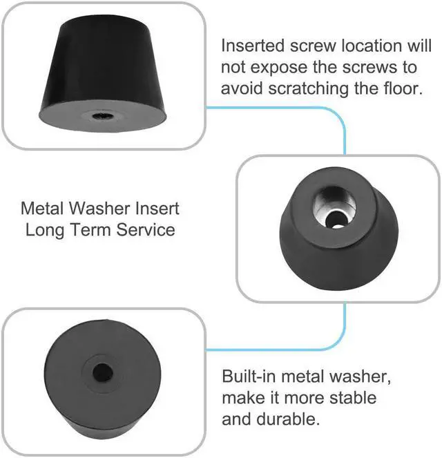 Alt view image 6 of 7 - 9pcs Rubber Feet Bumper Buffer Feet Furniture Cutting Board Electronic Scale Leg Pads Anti-slip with Metal Washer, D17x13xH13mm