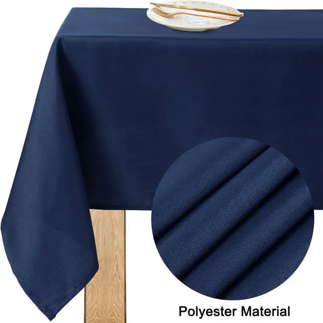 Alt view image 3 of 7 - Rectangle Tablecloth for 4 Foot Table in Washable Polyester Waterproof 55x63 Inch Navy Blue- Great for Buffet Table, Parties, Holiday Dinner, Wedding & More