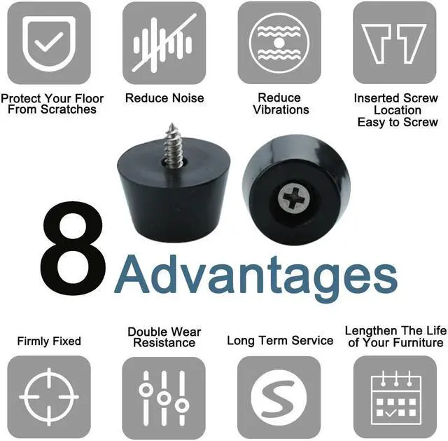 Alt view image 7 of 7 - 4pcs Rubber Feet Bumper Furniture Table Amplifier Speaker Cabinet Floor Protector Desk Printer Leg Pads with Screws, D24x20xH15mm