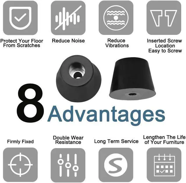 Alt view image 7 of 7 - 9pcs Rubber Feet Bumper Buffer Feet Furniture Cutting Board Electronic Scale Leg Pads Anti-slip with Metal Washer, D17x13xH13mm