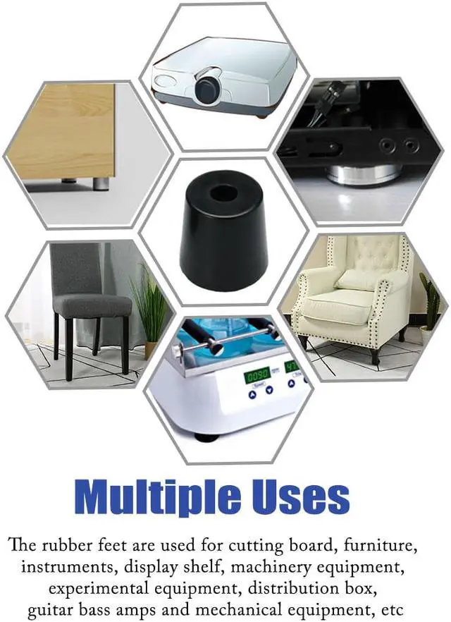 Alt view image 6 of 8 - 4pcs Rubber Feet Bumper Buffer Feet Furniture Table Desk Cabinet Leg Pads Anti-slip with Metal Washer, D49x40xH50mm