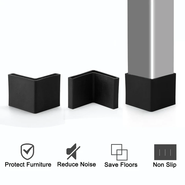 Alt view image 6 of 8 - 40mm x 40mm Angle Iron Foot Pads L Shaped Plastic Furniture Leg Caps End Covers Floor Protector Black 4 Pcs