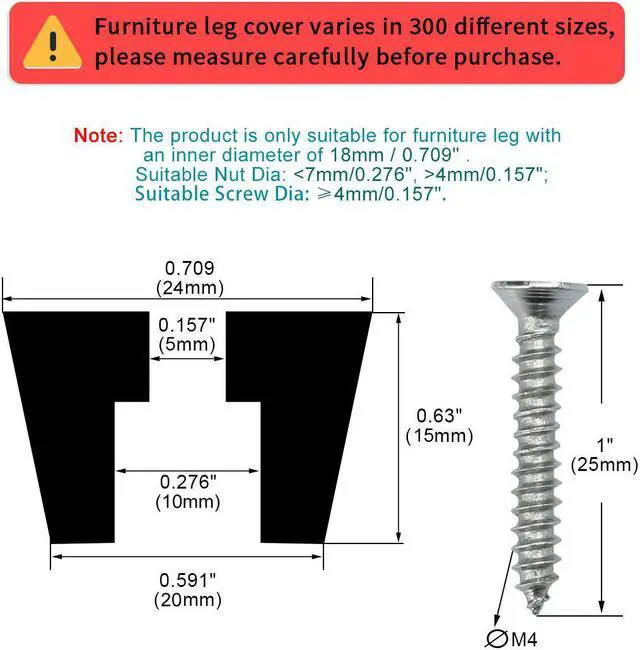 Alt view image 2 of 7 - 4pcs Rubber Feet Bumper Furniture Table Amplifier Speaker Cabinet Floor Protector Desk Printer Leg Pads with Screws, D24x20xH15mm