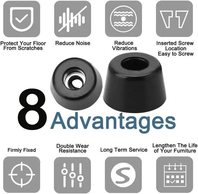 Alt view image 7 of 7 - 24pcs Rubber Feet Bumper Buffer Feet Furniture Cutting Board Electronic Scale Leg Pads Anti-slip with Metal Washer, D16x14xH10mm