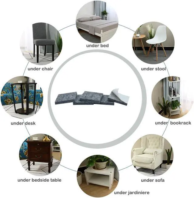Alt view image 5 of 7 - 96pcs Furniture Pads Self-stick Non-slip Anti-scratch Felt Pads for Chair Leg Floors Protector Grey