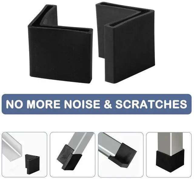 Alt view image 4 of 7 - 45mm x 45mm Angle Iron Foot Pads L Shaped Plastic Furniture Leg Caps End Covers Reduce Noise Floor Protector Black 8 Pcs