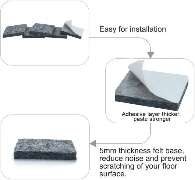 Alt view image 4 of 7 - 96pcs Furniture Pads Self-stick Non-slip Anti-scratch Felt Pads for Chair Leg Floors Protector Grey