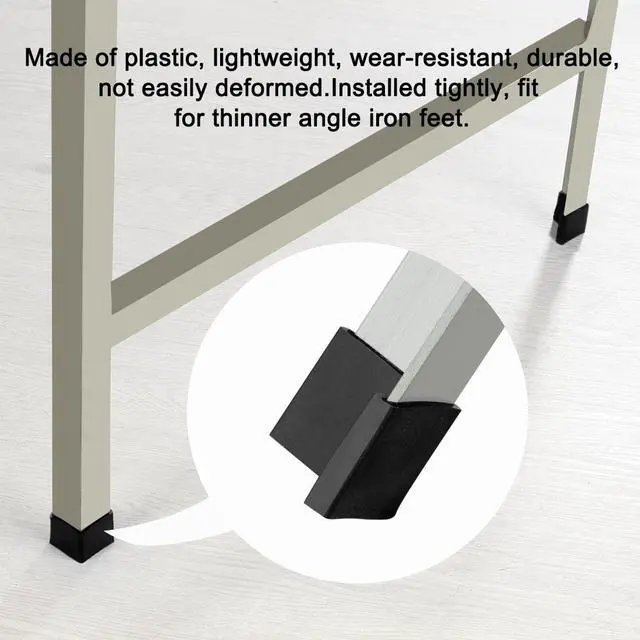 Alt view image 6 of 7 - 45 x 45mm Angle Iron Foot Pads L Shaped Plastic Furniture Desk Leg Cap End Covers Floor Protector Black 6 Pcs