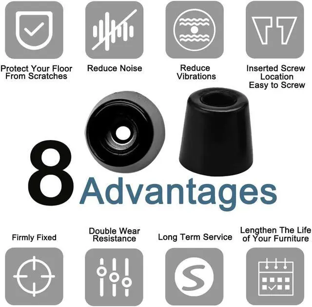 Alt view image 8 of 8 - 4pcs Rubber Feet Bumper Buffer Feet Furniture Table Desk Cabinet Leg Pads Anti-slip with Metal Washer, D49x40xH50mm