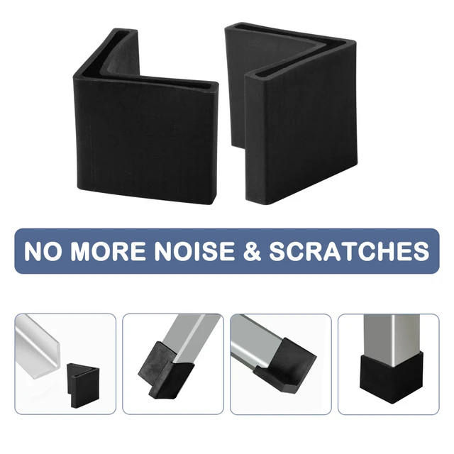 Alt view image 2 of 8 - 40mm x 40mm Angle Iron Foot Pads L Shaped Plastic Furniture Leg Caps End Covers Floor Protector Black 4 Pcs