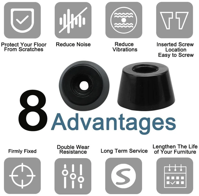 Alt view image 7 of 7 - 20pcs Rubber Feet Bumper Furniture Chair Table Sofa Amplifier Speaker Cabinet Leg Pads Floor Protector, D21x17x12mm