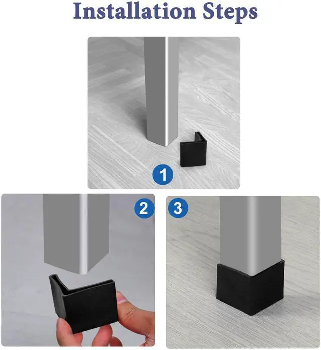 Alt view image 7 of 7 - 45 x 45mm Angle Iron Foot Pads L Shaped Plastic Furniture Desk Leg Cap End Covers Floor Protector Black 6 Pcs