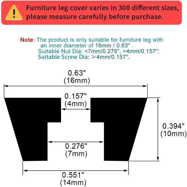 Alt view image 2 of 7 - 24pcs Rubber Feet Bumper Buffer Feet Furniture Cutting Board Electronic Scale Leg Pads Anti-slip with Metal Washer, D16x14xH10mm