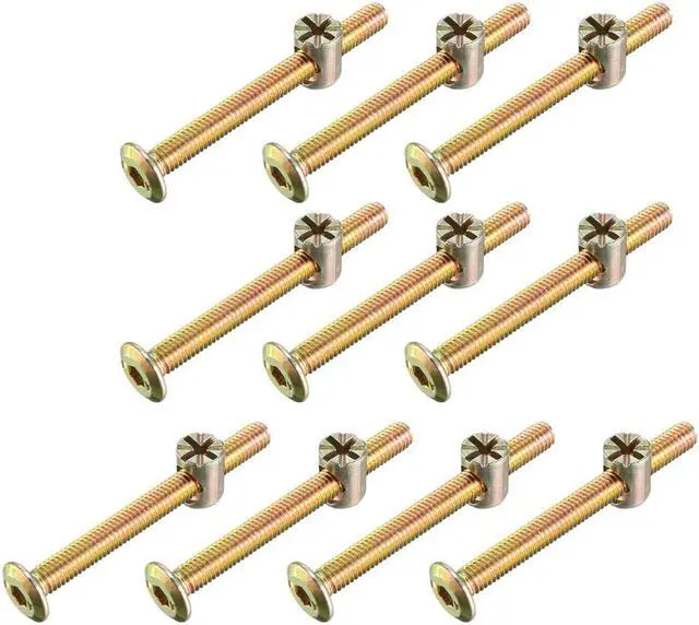 Main image of M6x60mm Furniture Bolt Nut Set Hex Socket Screw with Barrel Nuts Phillips-Slotted Zinc Plated 10 Sets