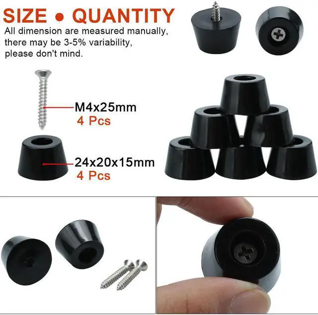 Alt view image 3 of 7 - 4pcs Rubber Feet Bumper Furniture Table Amplifier Speaker Cabinet Floor Protector Desk Printer Leg Pads with Screws, D24x20xH15mm
