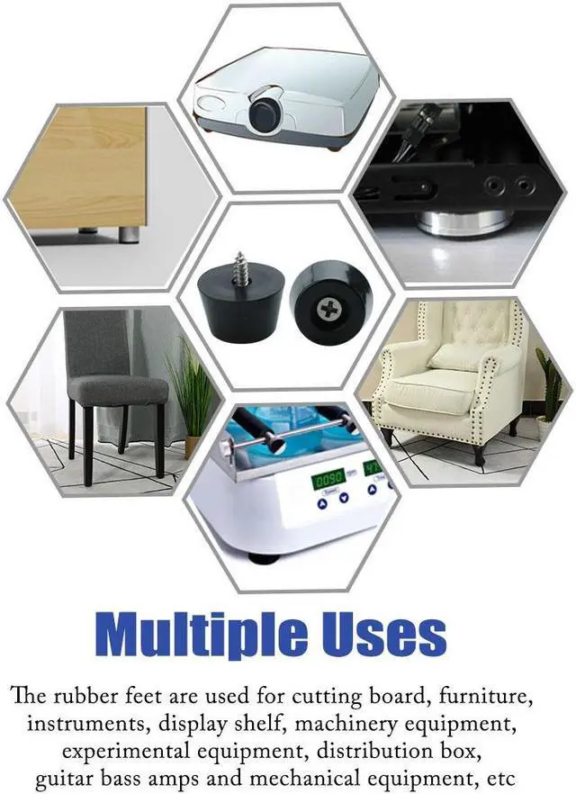 Alt view image 5 of 7 - 4pcs Rubber Feet Bumper Furniture Table Amplifier Speaker Cabinet Floor Protector Desk Printer Leg Pads with Screws, D24x20xH15mm