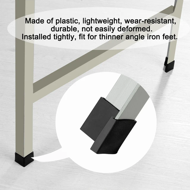 Alt view image 7 of 8 - 40mm x 40mm Angle Iron Foot Pads L Shaped Plastic Furniture Leg Caps End Covers Floor Protector Black 4 Pcs