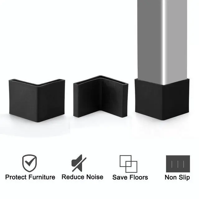 Alt view image 5 of 7 - 45mm x 45mm Angle Iron Foot Pads L Shaped Plastic Furniture Leg Caps End Covers Reduce Noise Floor Protector Black 8 Pcs
