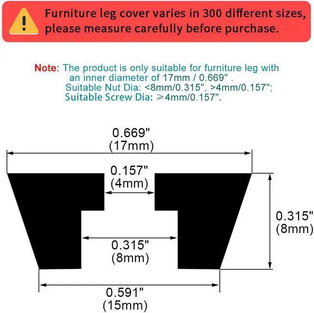 Alt view image 2 of 7 - 10pcs Rubber Feet Bumper Buffer Feet Furniture Leg Cutting Board Pads Anti-slip with Metal Washer, D17x15xH8mm
