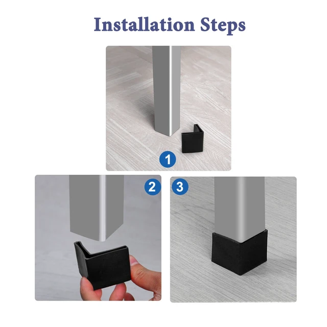 Alt view image 8 of 8 - 40mm x 40mm Angle Iron Foot Pads L Shaped Plastic Furniture Leg Caps End Covers Floor Protector Black 4 Pcs