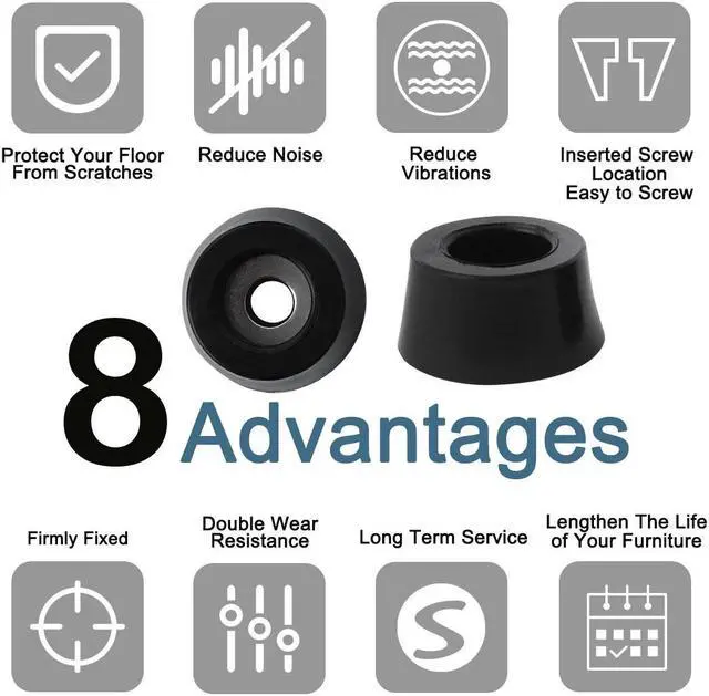 Alt view image 7 of 7 - 15pcs Rubber Feet Bumper Buffer Feet Furniture Chair Table Cabinet Leg Pads Anti-slip with Metal Washer, D25x21xH13mm