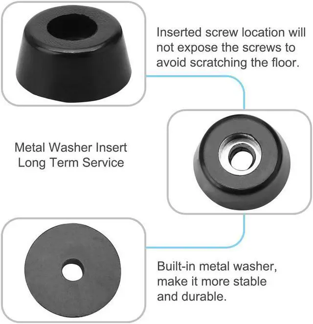 Alt view image 6 of 7 - 10pcs Rubber Feet Bumper Buffer Feet Furniture Leg Cutting Board Pads Anti-slip with Metal Washer, D17x15xH8mm