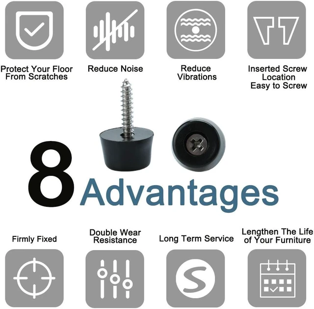 Alt view image 7 of 7 - 8pcs Rubber Feet Bumper Buffer Feet Furniture Table Cabinet Leg Pads Anti-slip with Metal Washer and Screws, D16x14xH10mm