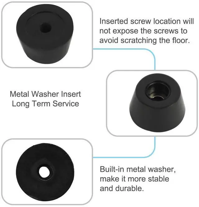 Alt view image 6 of 7 - 4pcs Rubber Feet Bumpers Buffer Feet Furniture Table Cabinet Leg Pads Anti-slip with Metal Washer D16x21xH12mm
