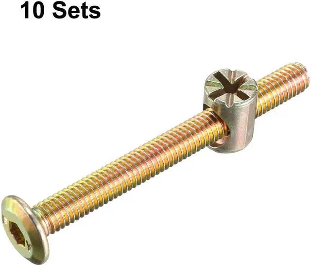 Alt view image 2 of 3 - M6x60mm Furniture Bolt Nut Set Hex Socket Screw with Barrel Nuts Phillips-Slotted Zinc Plated 10 Sets